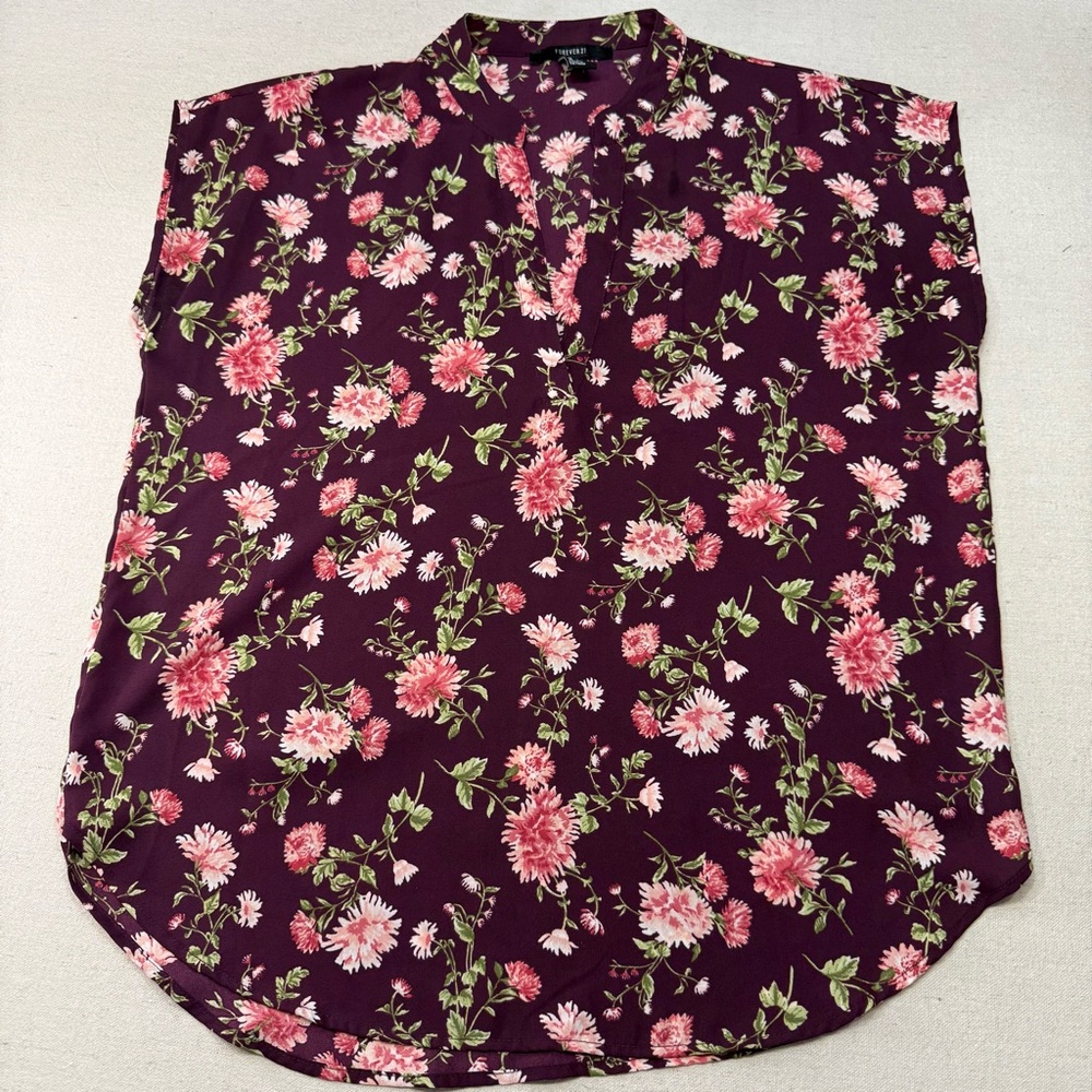 Forever 21 Floral Blouse - Purple and Pink - Size Small - Picture 6 of 12